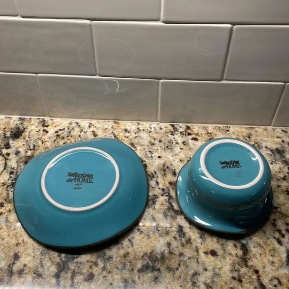 Southern Living at Home Tuscan Toscana Tidbit Bowl Saucer Turquoise - Picture 2 of 7